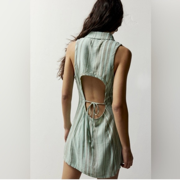 Urban Outfitters BDG Casual Pastel Linen Blend Mini Shift Dress Size Small New - Picture 3 of 6